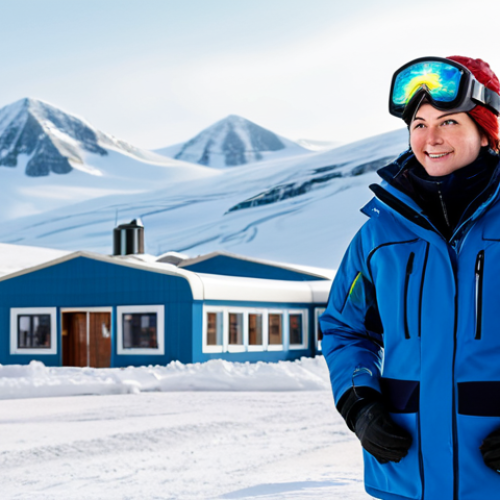Home 11 A professional female engineer, fully clothed in a modest, insulated, high-tech winter uniform, standing in a large, well-lit central plaza of a thriving arctic settlement. Advanced, energy-efficient buildings with glowing windows are visible in the background, covered in pristine snow. Citizens are seen in the distance, fully clothed in appropriate attire, engaged in daily activities. The scene conveys a sense of prosperity and technological advancement in a challenging environment. safe for work, appropriate content, perfect anatomy, correct proportions, natural pose, well-formed hands, proper finger count, natural body proportions, professional photography, high quality, family-friendly.