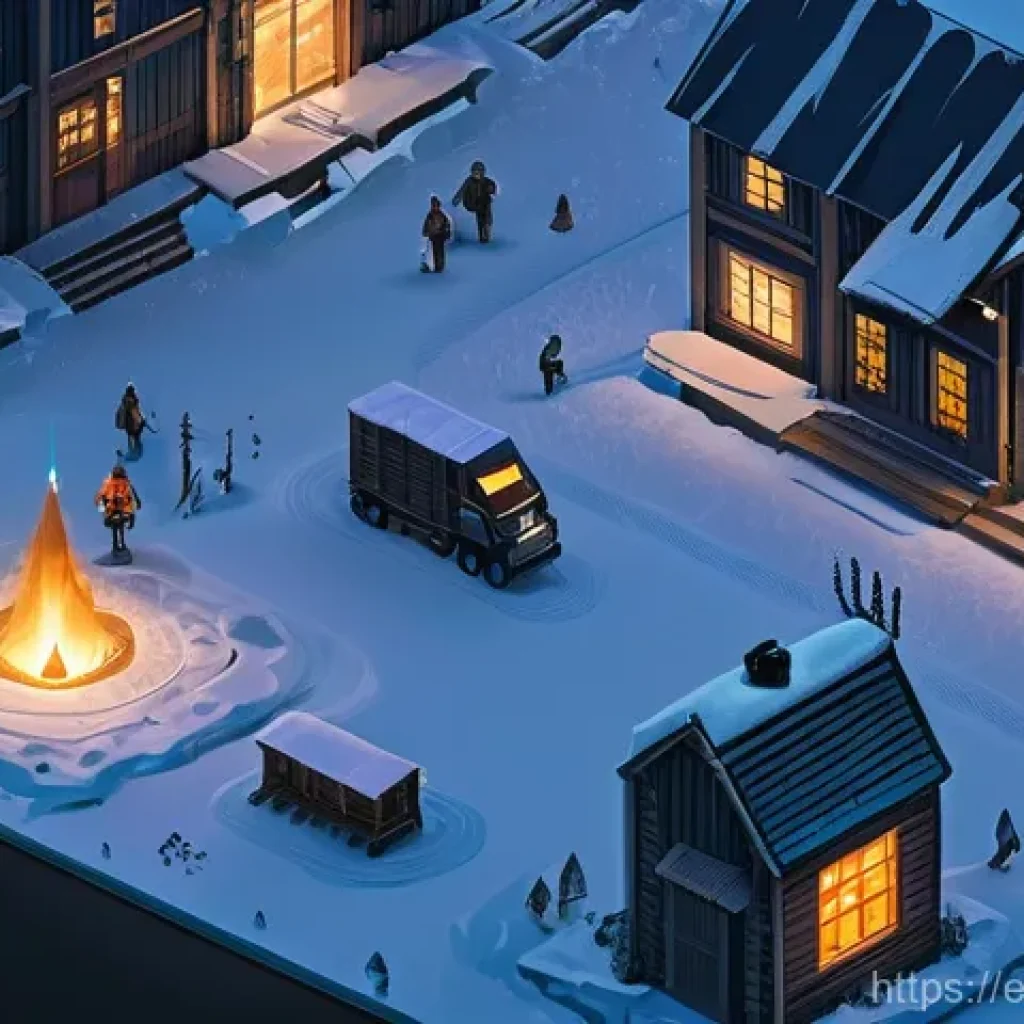 화이트 아웃 서바이벌 초보와 고수의 차이점 - **"Resource Mastery in a Frozen World"**
    An intricate, top-down isometric view of a bustling, we...