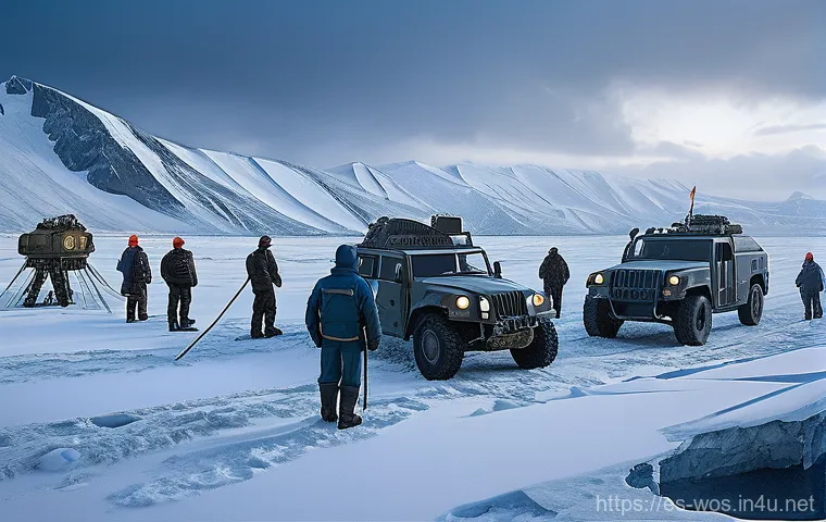 화이트 아웃 서바이벌 초보와 고수의 차이점 - **"Heroic Clash in the Icy Canyon"**
    A dynamic, medium-shot action scene featuring a squad of th...