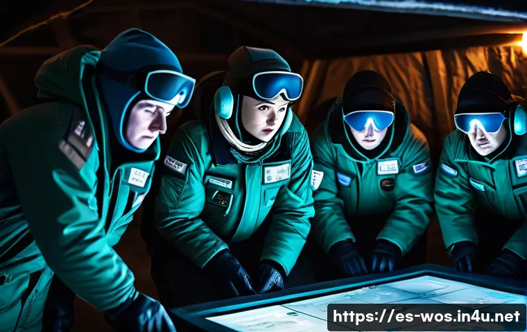 화이트 아웃 서바이벌 동맹 시스템 공략 - **Prompt:** "A diverse group of resilient, heavily bundled arctic survivors huddle around a glowing ...